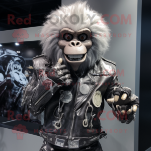 Silver Monkey maskot kostym...