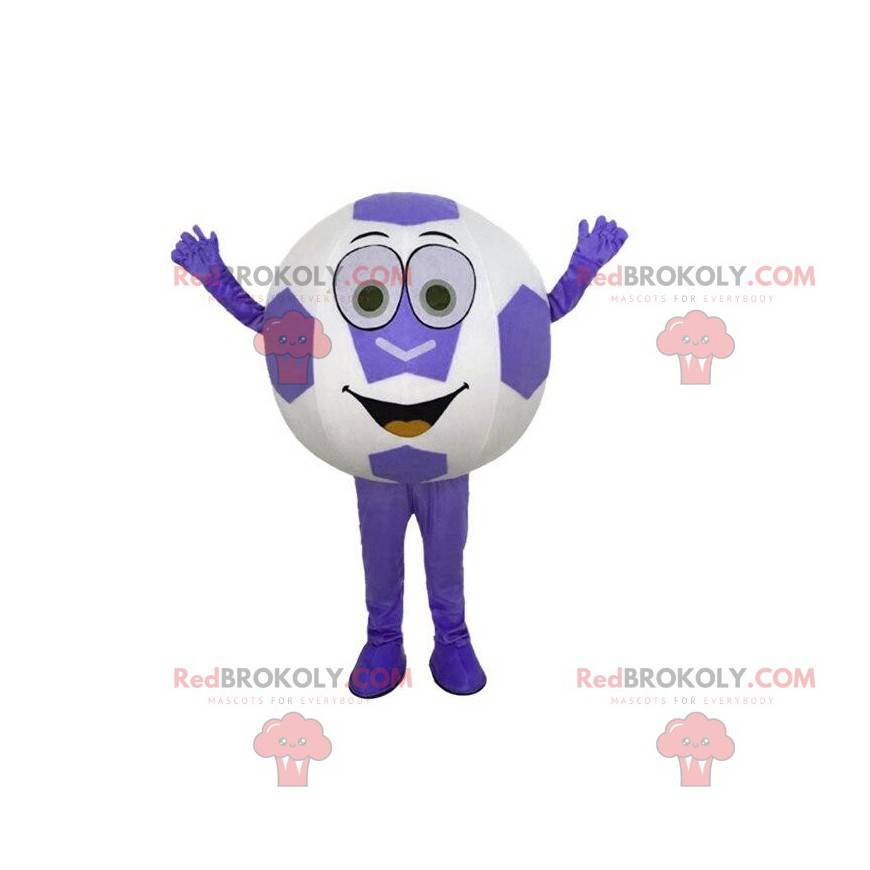 Mascot round ball, giant purple and white soccer ball -
