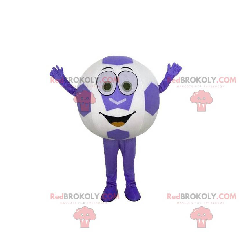 Maskot rund bold, kæmpe lilla og hvid fodbold - Redbrokoly.com Maskot rund bold, kæmpe lilla og hvid fodbold - Redbrokoly.com