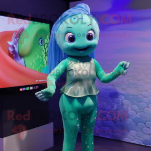 nan Mermaid mascot costume character dressed with a Romper and Gloves