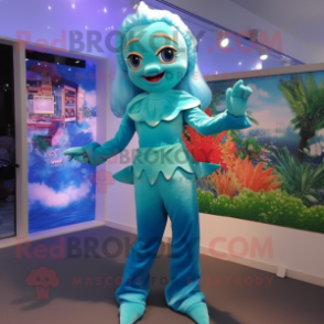 nan Mermaid mascot costume character dressed with a Romper and Gloves