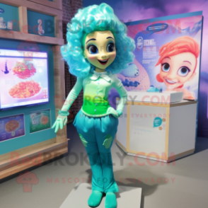 nan Mermaid mascot costume character dressed with a Romper and Gloves