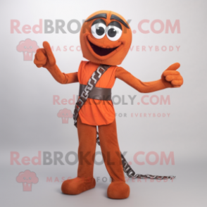 Rust Bracelet mascot costume character dressed with a Sheath Dress and Shoe laces