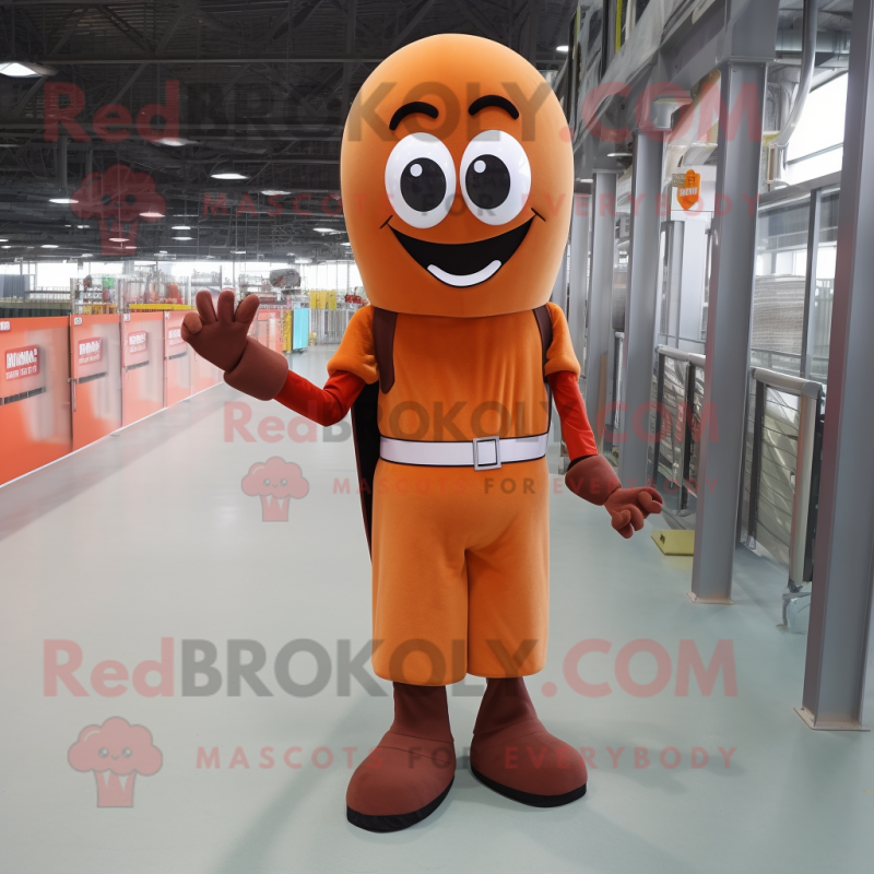 Rust Bracelet mascot costume character dressed with a Sheath Dress and Shoe laces