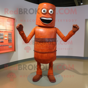 Rust Bracelet mascot costume character dressed with a Sheath Dress and Shoe laces