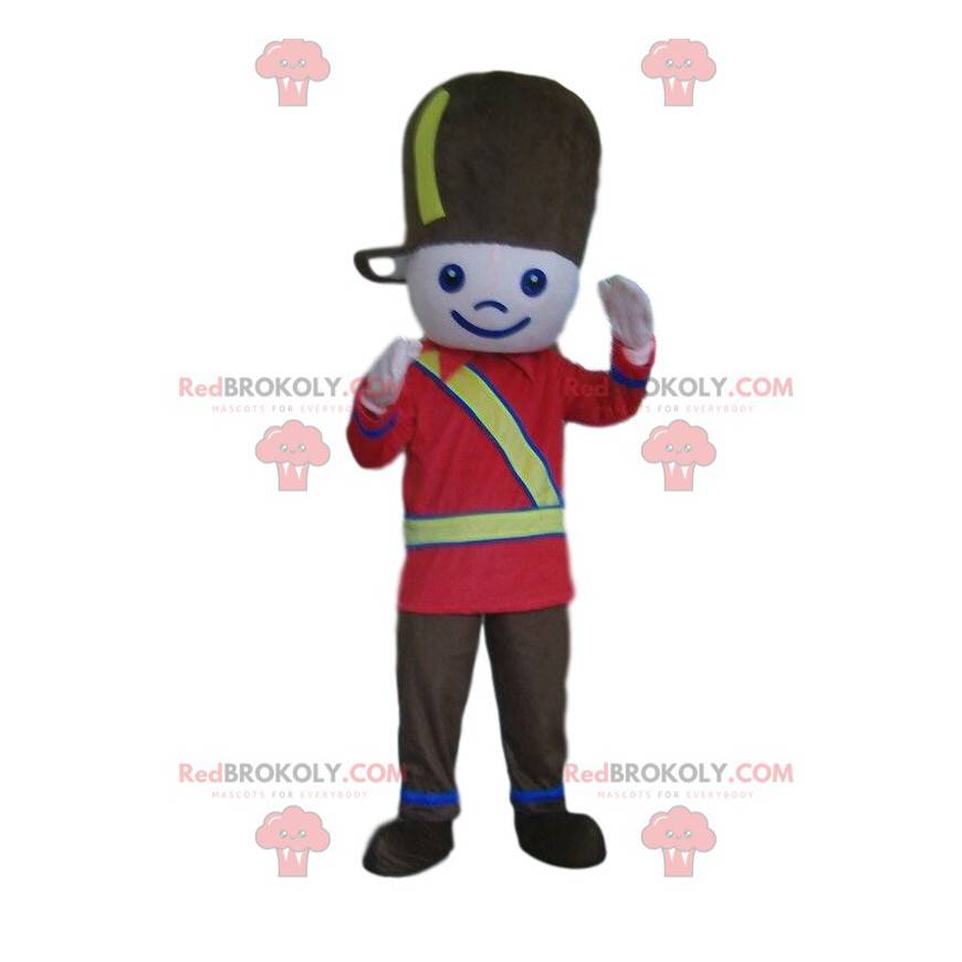 Mascotte de soldat, de garçon en uniforme noir et rouge de Mascotte de soldat, de garçon en uniforme noir et rouge de