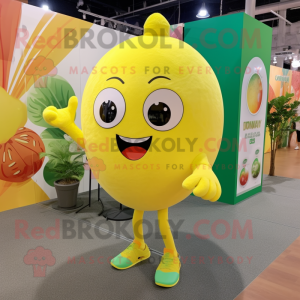 Lemon Yellow Raspberry mascot costume character dressed with a Shorts and Rings