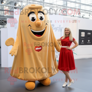 Beige Currywurst mascot costume character dressed with a A-Line Skirt and Watches