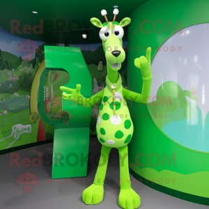 Grøn Giraffe maskot kostume...