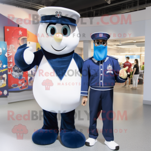 Navy Pho mascot costume character dressed with a T-Shirt and Beanies
