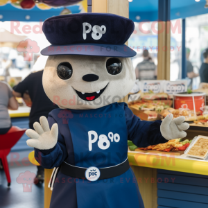 Navy Pho mascot costume character dressed with a T-Shirt and Beanies