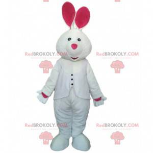Déguisement de lapin blanc et rose, mascotte de lapin géant -
