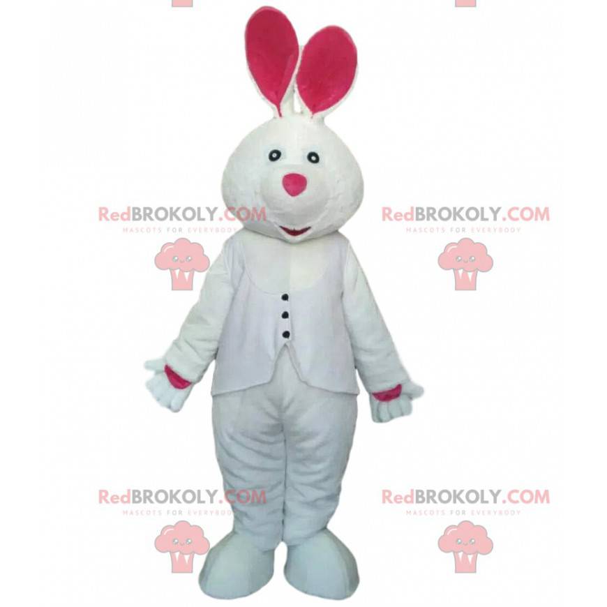 White and pink rabbit costume, giant rabbit mascot -