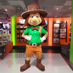 Brown Leprechaun Hat mascot costume character dressed with a Bermuda Shorts and Wallets