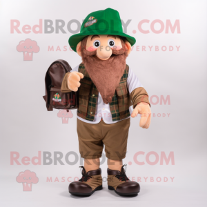 Brown Leprechaun Hat mascot costume character dressed with a Bermuda Shorts and Wallets