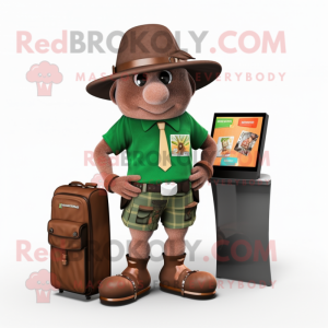 Brown Leprechaun Hat mascot costume character dressed with a Bermuda Shorts and Wallets