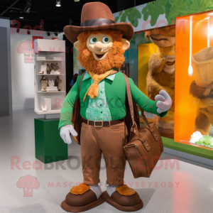 Brown Leprechaun Hat mascot costume character dressed with a Bermuda Shorts and Wallets