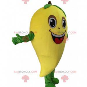 Mascotte de mangue géante, costume de fruit exotique jaune -