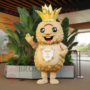 Beige Pineapple mascot costume character dressed with a Pencil Skirt and Anklets