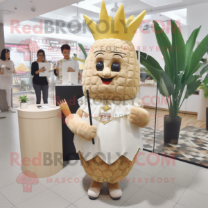 Beige Pineapple mascot costume character dressed with a Pencil Skirt and Anklets