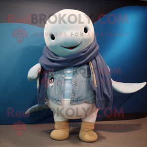 Beige Blue Whale maskot...