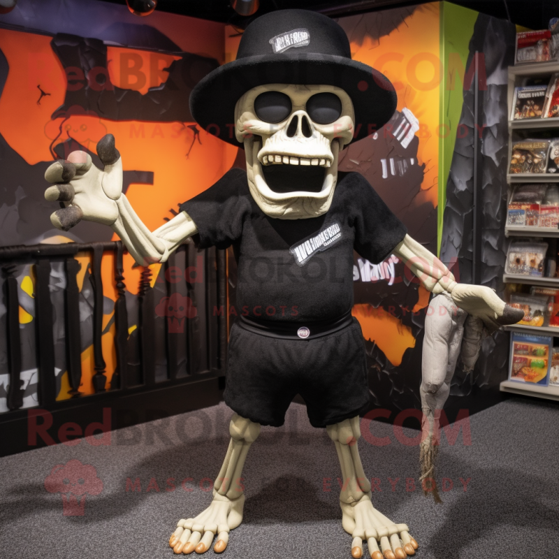 Black Undead mascot costume character dressed with a Swimwear and Caps Black Undead mascot costume character dressed with a Swimwear and Caps