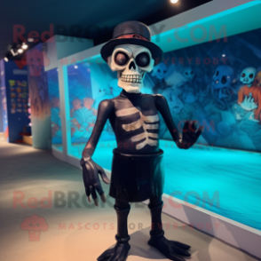 Black Undead mascot costume character dressed with a Swimwear and Caps