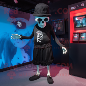 Black Undead mascot costume character dressed with a Swimwear and Caps