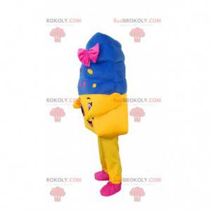 Giant ice cream pot mascot, colorful ice cream mascot -