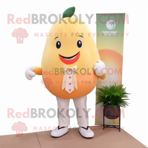 Beige Grapefruit mascot costume character dressed with a Leggings and Pocket squares