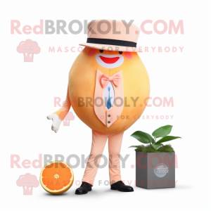 Beige Grapefruit mascot costume character dressed with a Leggings and Pocket squares