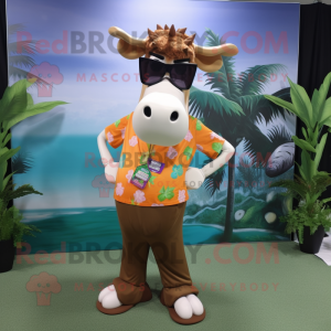 Brun Guernsey Cow maskot...