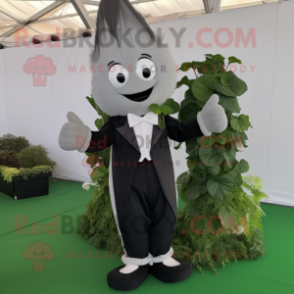 Silver Beet mascot costume character dressed with a Tuxedo and Hair clips