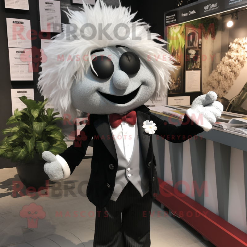 Silver Beet mascot costume character dressed with a Tuxedo and Hair clips