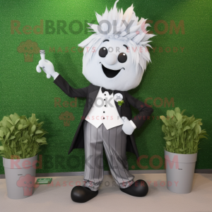 Silver Beet mascot costume character dressed with a Tuxedo and Hair clips