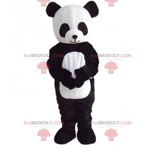 Mascotte panda bianco e nero, costume da orsacchiotto asiatico