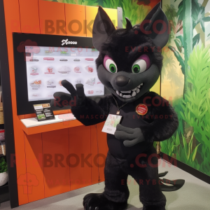 Black Chupacabra mascot costume character dressed with a Rash Guard and Wallets