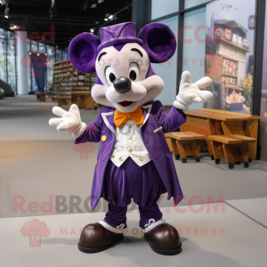 Purple Moussaka mascot costume character dressed with a Jacket and Bow ties