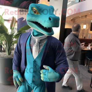 Teal Komodo Dragon mascotte...