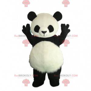 Costume da panda bianco e nero con pancia pelosa -