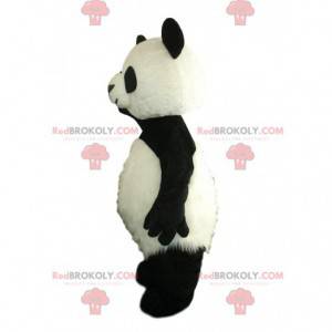 Svart og hvitt panda kostyme med hårete mage - Redbrokoly.com
