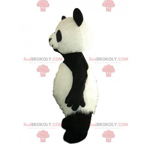 Costume da panda bianco e nero con pancia pelosa -