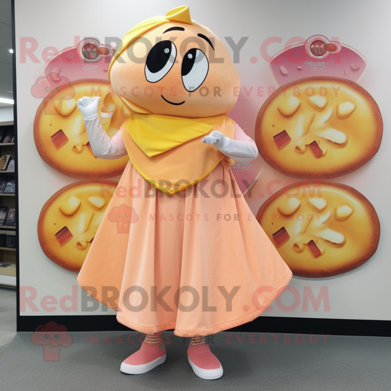 Peach Bagels mascot costume character dressed with a Wrap Dress and Coin purses