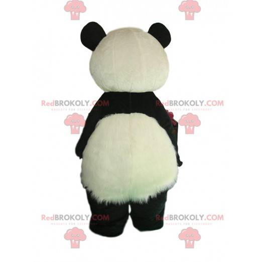 Costume da panda bianco e nero con pancia pelosa -