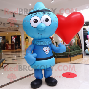 Sky Blue Heart Shaped Balloons mascot costume character dressed with a Turtleneck and Scarf clips
