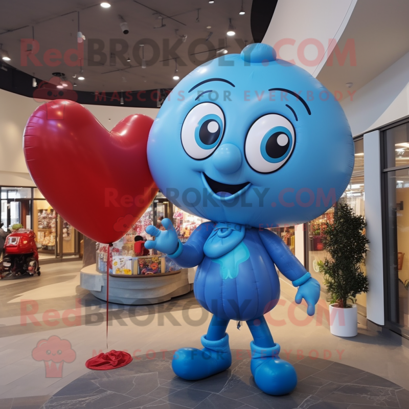 Sky Blue Heart Shaped Balloons mascot costume character dressed with a Turtleneck and Scarf clips Sky Blue Heart Shaped Balloons mascot costume character dressed with a Turtleneck and Scarf clips