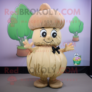 Beige Rova maskot kostym...