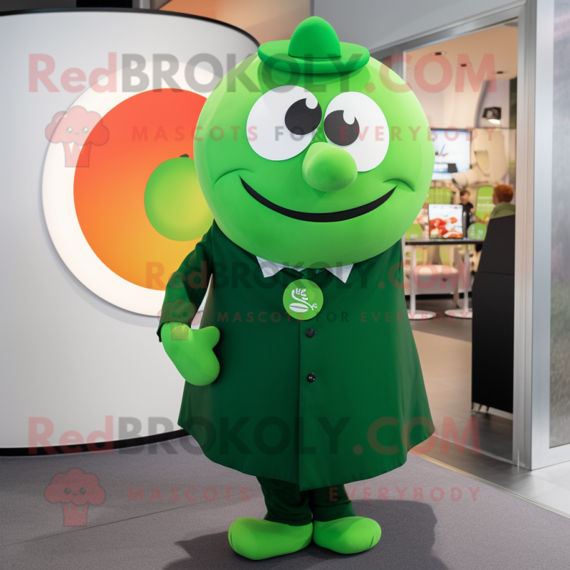 Green Plum mascot costume character dressed with a A-Line Skirt and Cufflinks