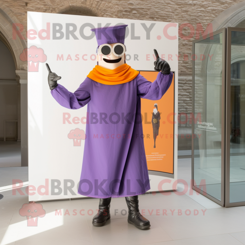 Lavender Swiss Guard mascot costume character dressed with a Long Sleeve Tee and Sunglasses