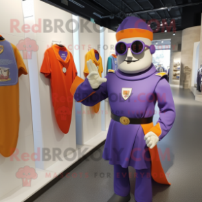 Lavender Swiss Guard mascot costume character dressed with a Long Sleeve Tee and Sunglasses